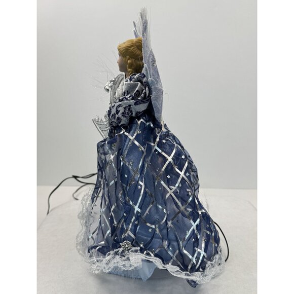 Fiber Optic Light-Up Angel Tree Topper Porcelain Blue Color-changing Christmas - Picture 5 of 16